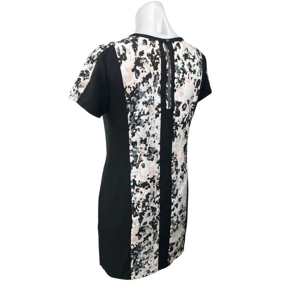 Banana Republic Black Multicolor Camo Short Sleeve Mini Pencil Sheath Dress 2 - Picture 2 of 5